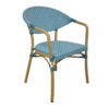sedia in alluminio effetto legno bamboo seduta e spalliera intrecciata textilene per bar ristoranti ville