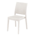sedia in polipropilene effetto rattan bianco elegante certificata CATAS